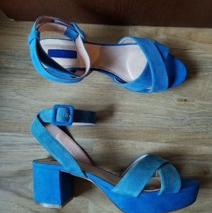 Topshop Blue Suede Sandal Heels